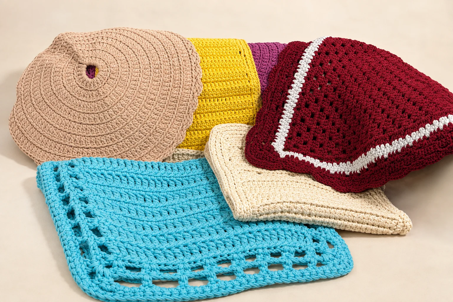 Colourful crochet pieces